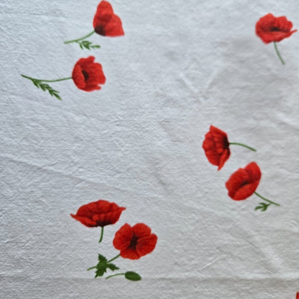 Le Telerie Toscana Red Poppy Flower Cotton Tablecloth - Picture 4 of 5